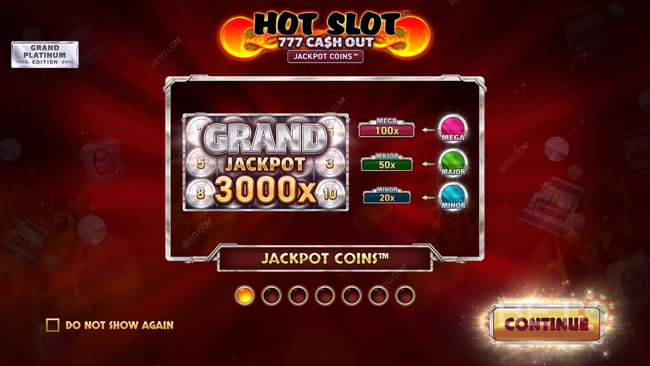شرح ميزات المكافآت في الفتحة الساخنة: 777 Cash Out Grand Platinum Edition بواسطة Wazdan