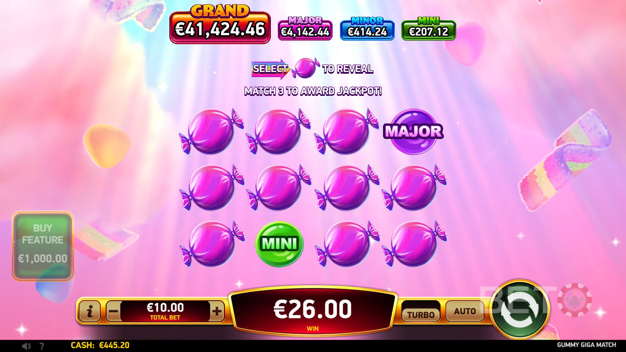 اربح 18,997 ضعفًا لرهانك في فتحة Gummy Giga Match Slot عبر الإنترنت!