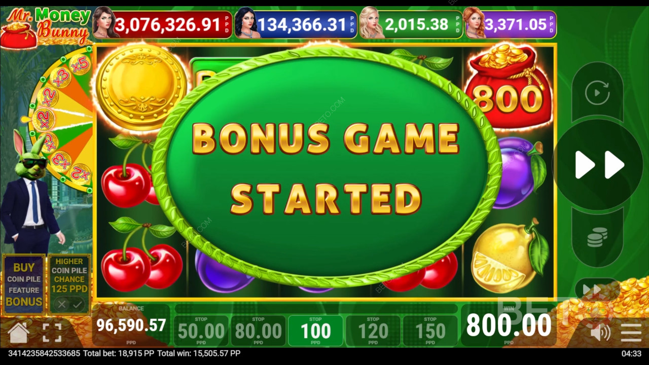 شرح ميزات المكافآت في لعبة Money Bunny من Pateplay