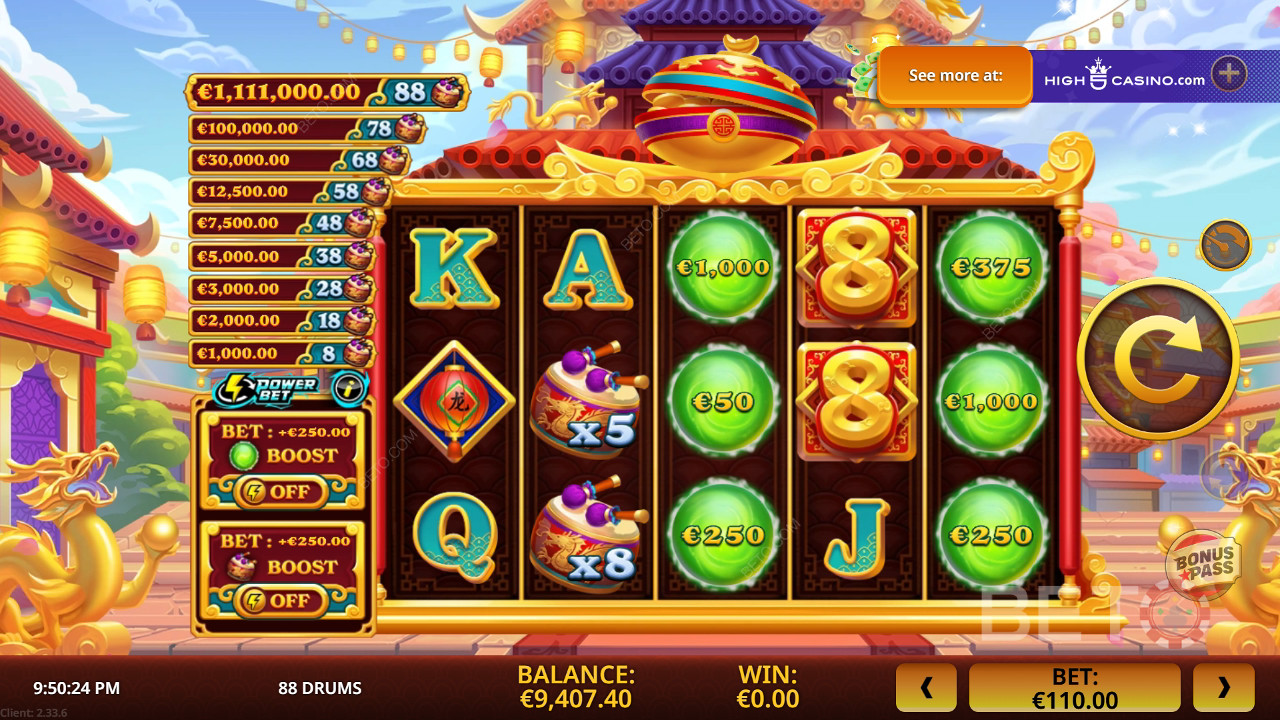 مراجعة 88 طبول 88 من BETO Slots