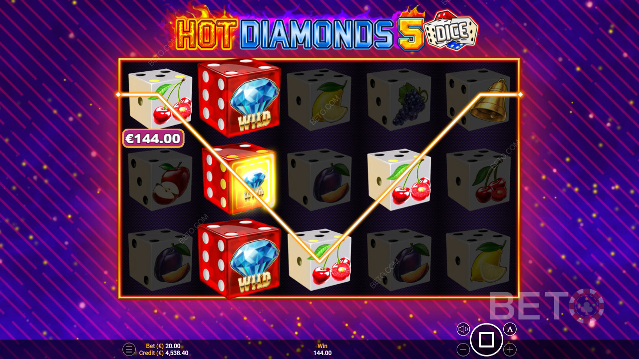 مراجعة لعبة Hot Diamonds 5 Dice من BETO Slots