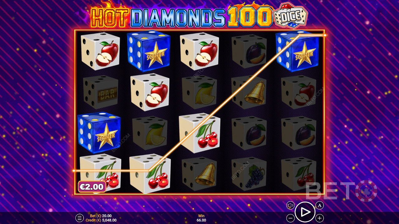 مراجعة Hot Diamonds 100 Dice من BETO Slots