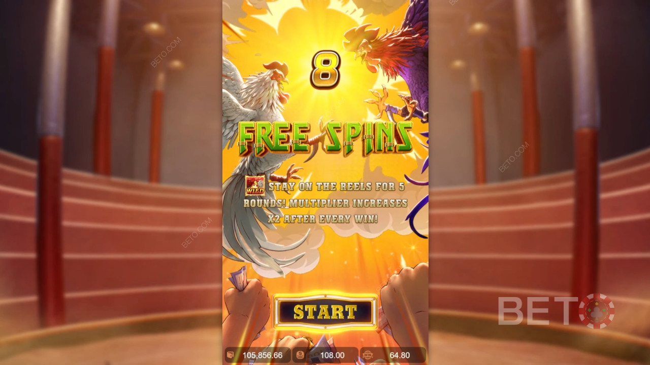 شرح الميزات الإضافية في Rooster Rumble بواسطة PG Soft