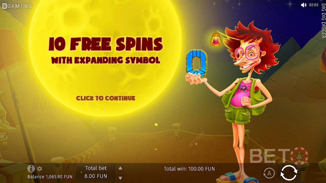 يؤدي تشغيل جولة مكافأة Free Spins إلى منح اللاعبين 10 دورات مجانية