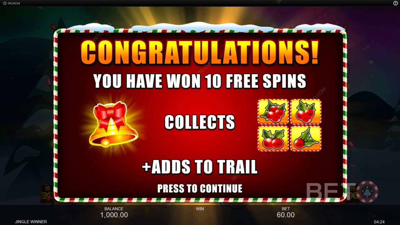 شرح ميزات المكافآت في برنامج Jingle Winner بواسطة Inspired Gaming