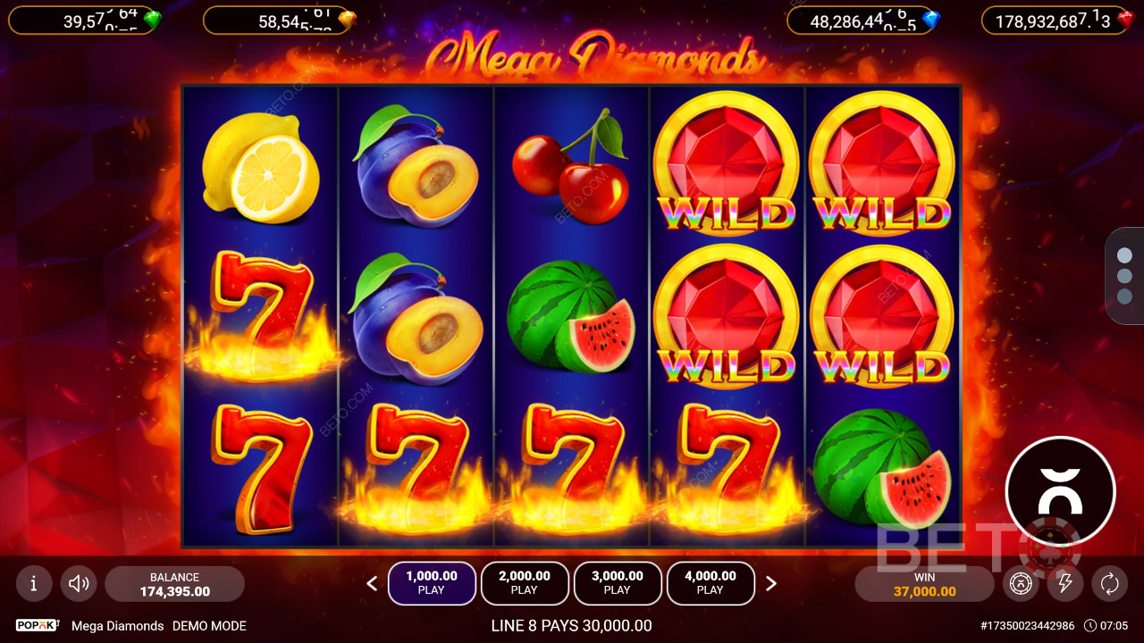 مراجعة لعبة Mega Diamonds من BETO Slots