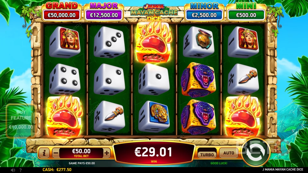 مراجعة J Mania Mayan Cache Cache Dice من BETO Slots
