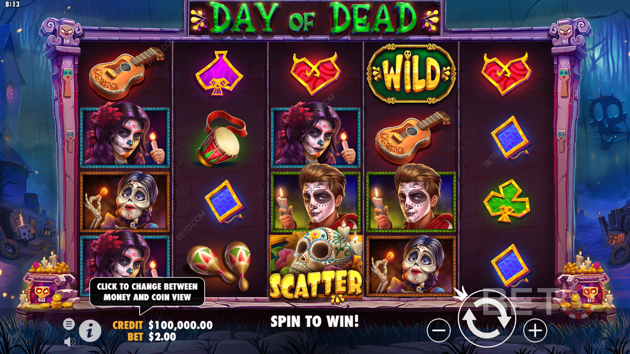 استمتع بالموضوع المخيف في لعبة Day of Dead slot machine