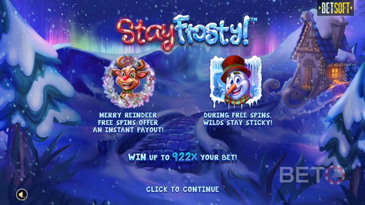 شاشة المقدمة في Stay Frosty! Merry Reindeer لفات مجانية وأقصى ربح 922 ضعف رهانك!