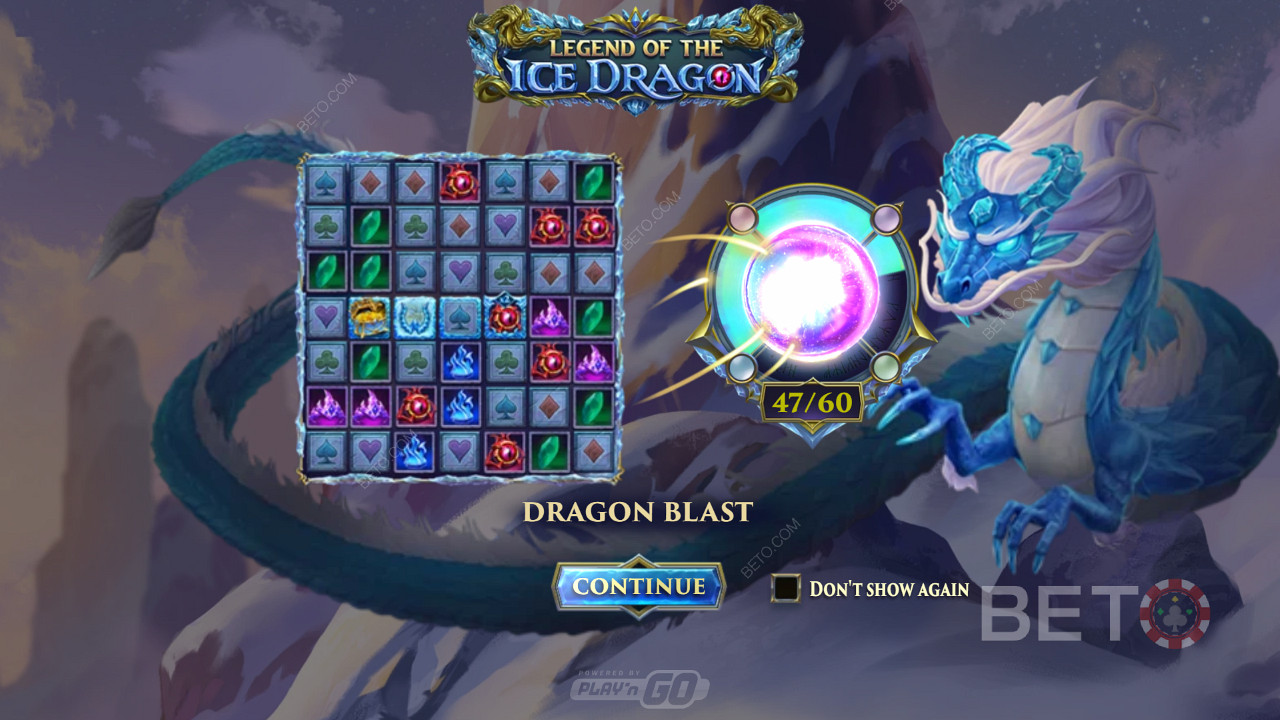 قم بتشغيل العديد من الميزات القوية مثل Dragon Blast في فتحة Legend of the Ice Dragon
