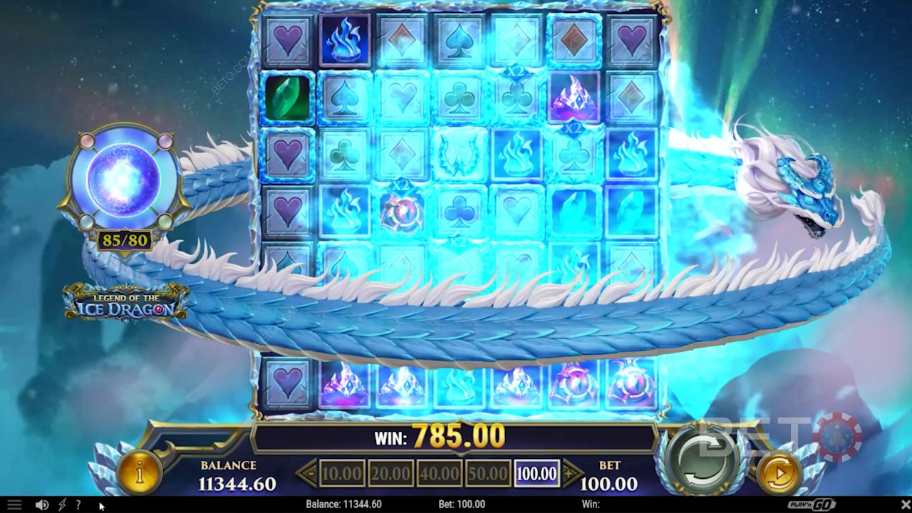 قم بتشغيل Dragon Blast من خلال جمع 80 رمزًا فائزًا في فتحة Legend of the Ice Dragon