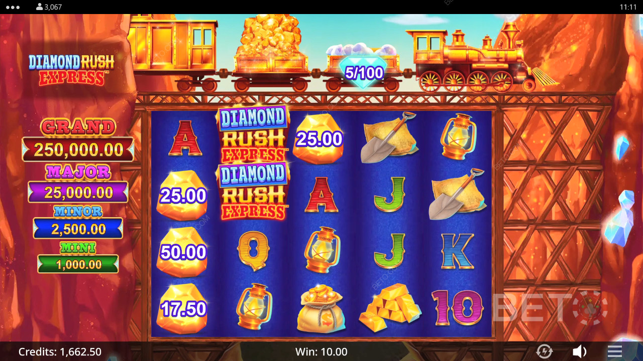 مراجعة Diamond Rush Express من BETO Slots