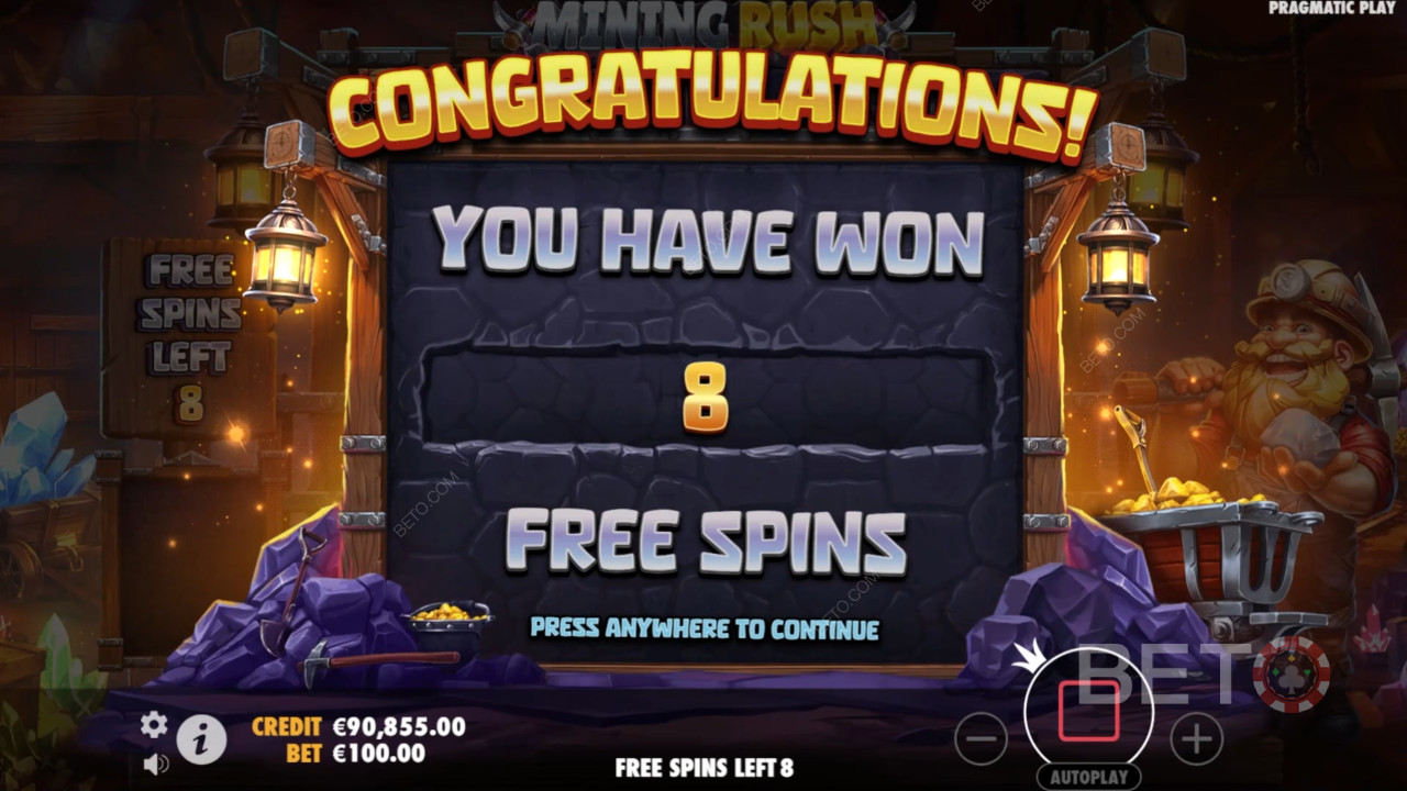 شرح الميزات الإضافية في Mining Rush بواسطة Pragmatic Play
