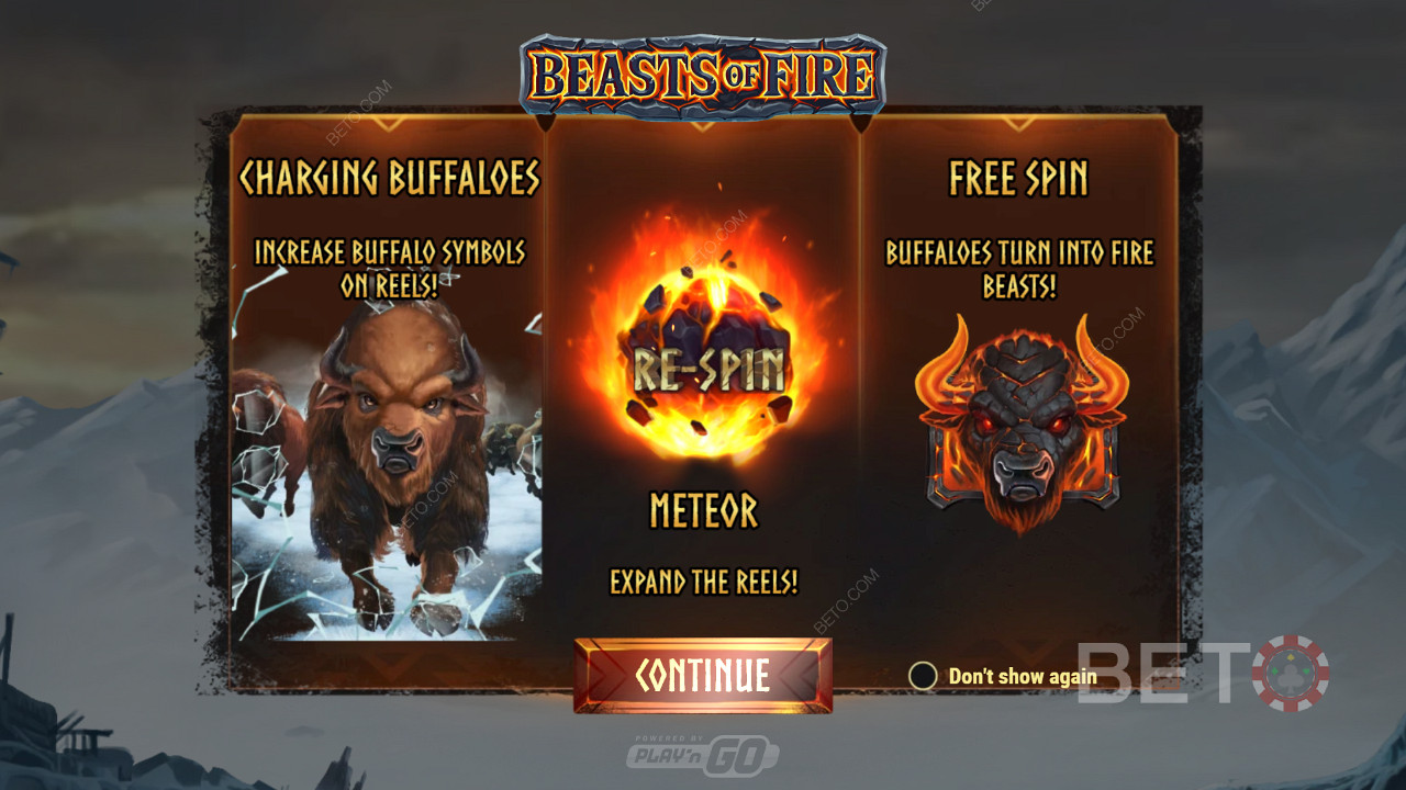 تعرض شاشة المقدمة الخاصة بـ Beasts of Fire معلومات تتعلق بطريقة اللعب