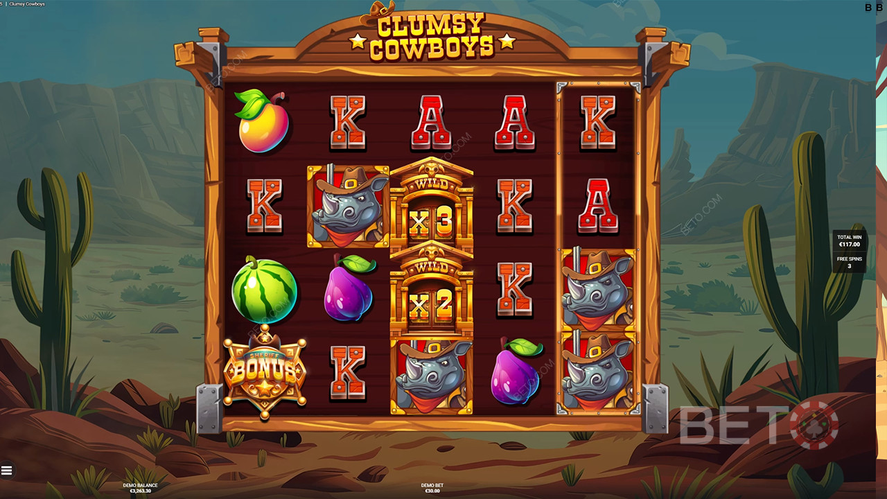 مراجعة لعبة Clumsy Cowboys من BETO Slots