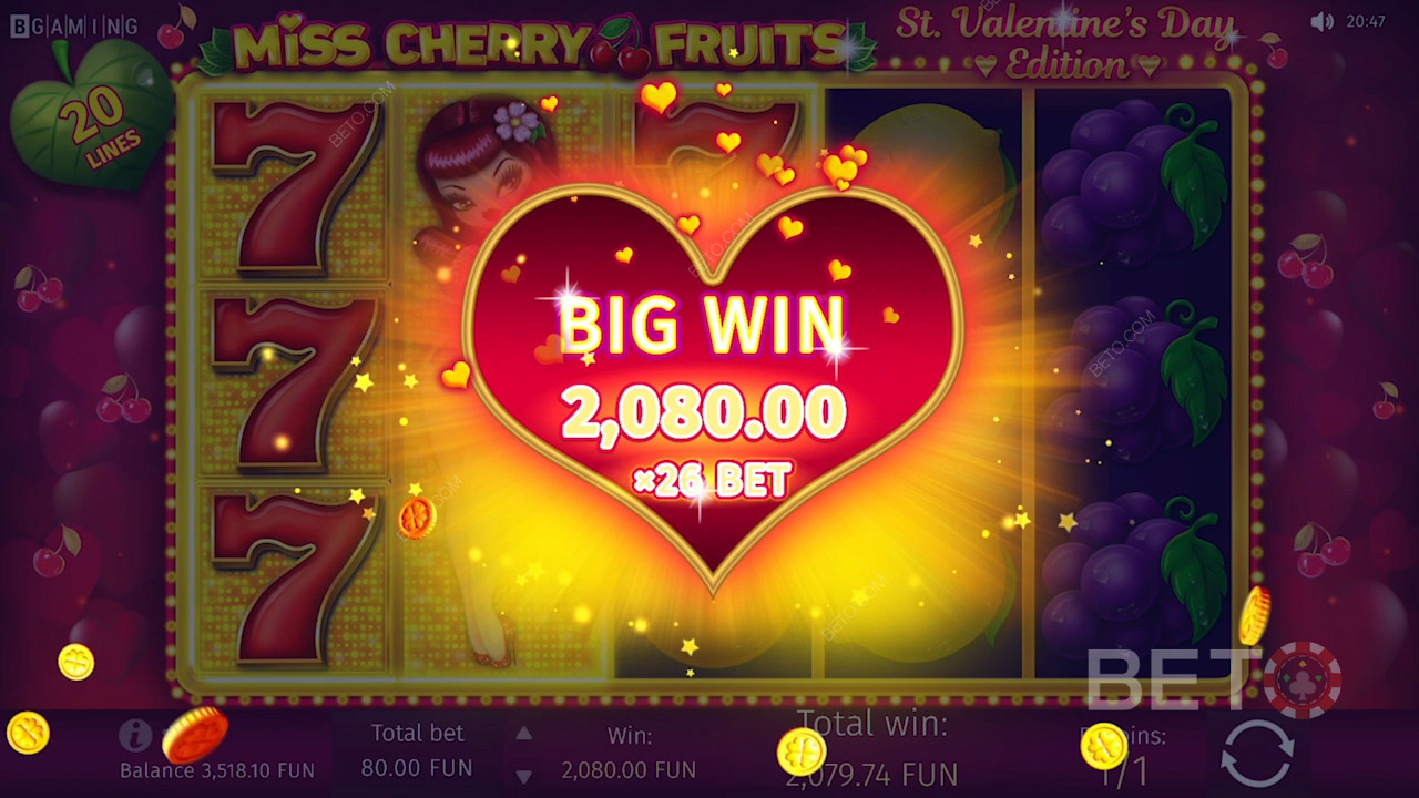 الفوز بجائزة كبيرة في Miss Cherry Fruits