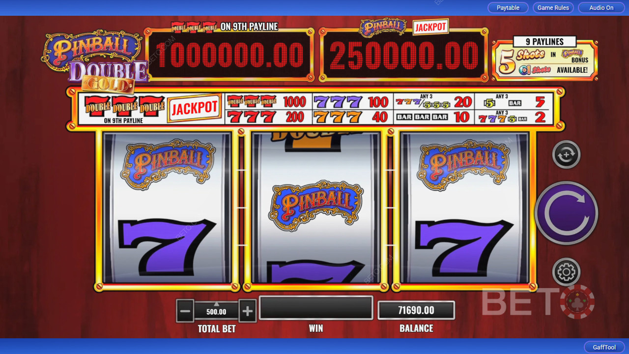 مراجعة لعبة الكرة والدبابيس الذهبية المزدوجة من BETO Slots