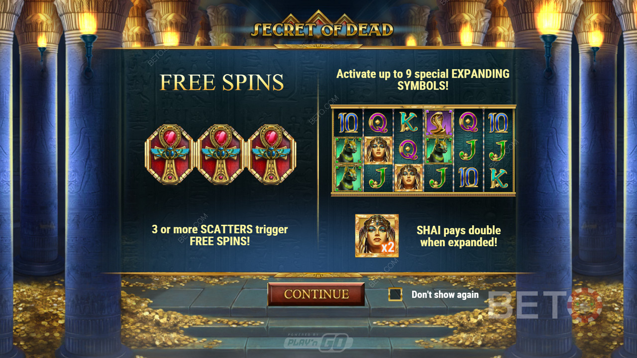 استمتع بميزة Free Spins والمقامرة في فتحة Secret of Dead