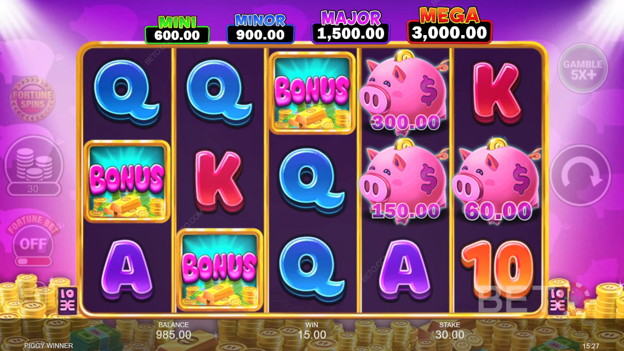 شرح ميزات المكافآت في لعبة Piggy Winner بواسطة Inspired Gaming