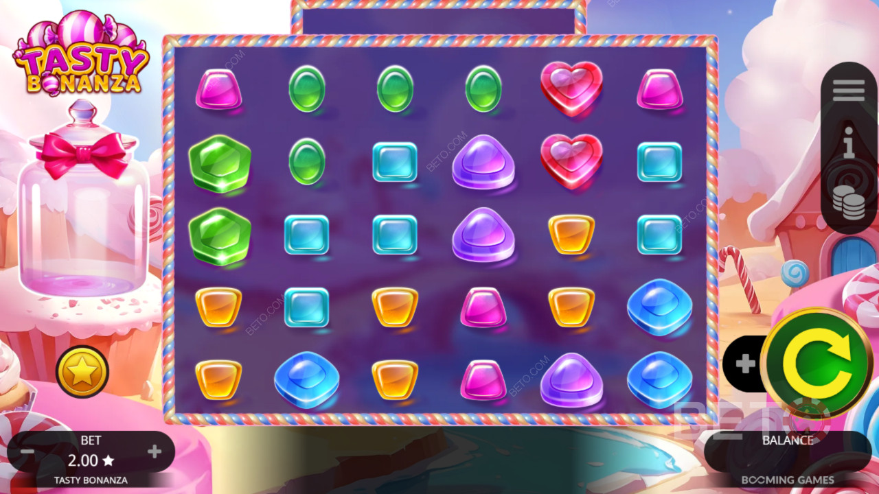 شرح ميزات المكافآت في Tasty Bonanza بواسطة Booming Games