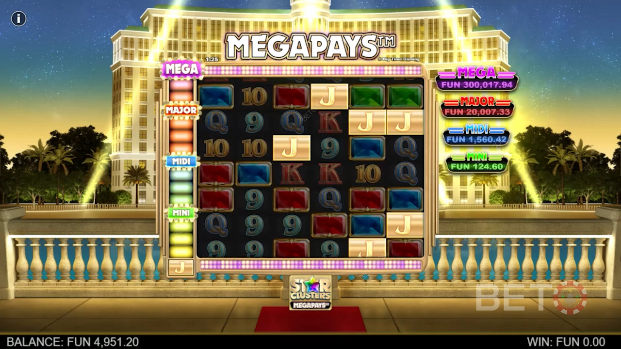 ضع 4 مثيلات على الأقل من رمز Megapays للفوز في فتحة Star Clusters Megapays