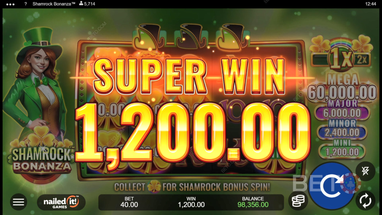 شرح ميزات المكافآت في لعبة Shamrock Bonanza من Nailed It! الألعاب