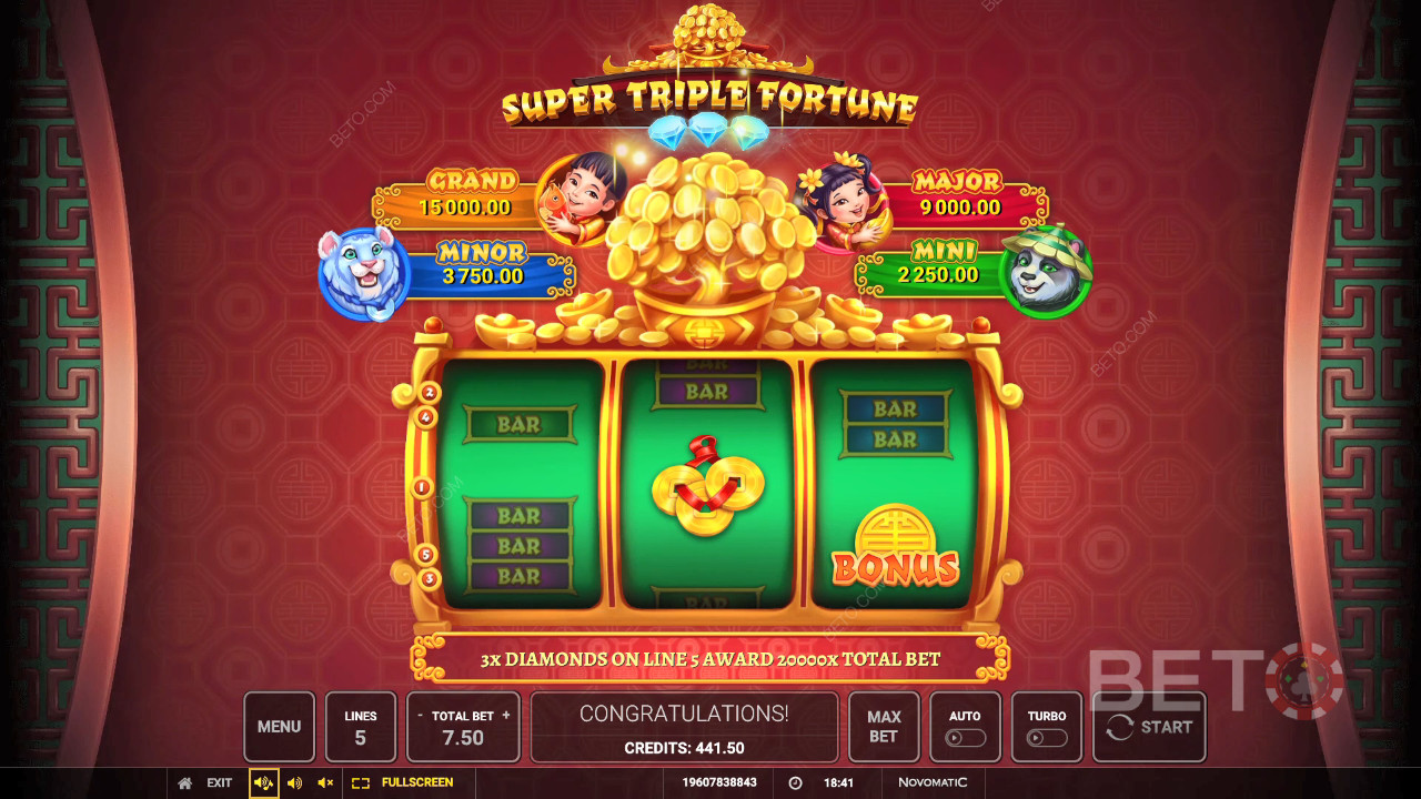 مراجعة الثروة الثلاثية الفائقة من BETO Slots