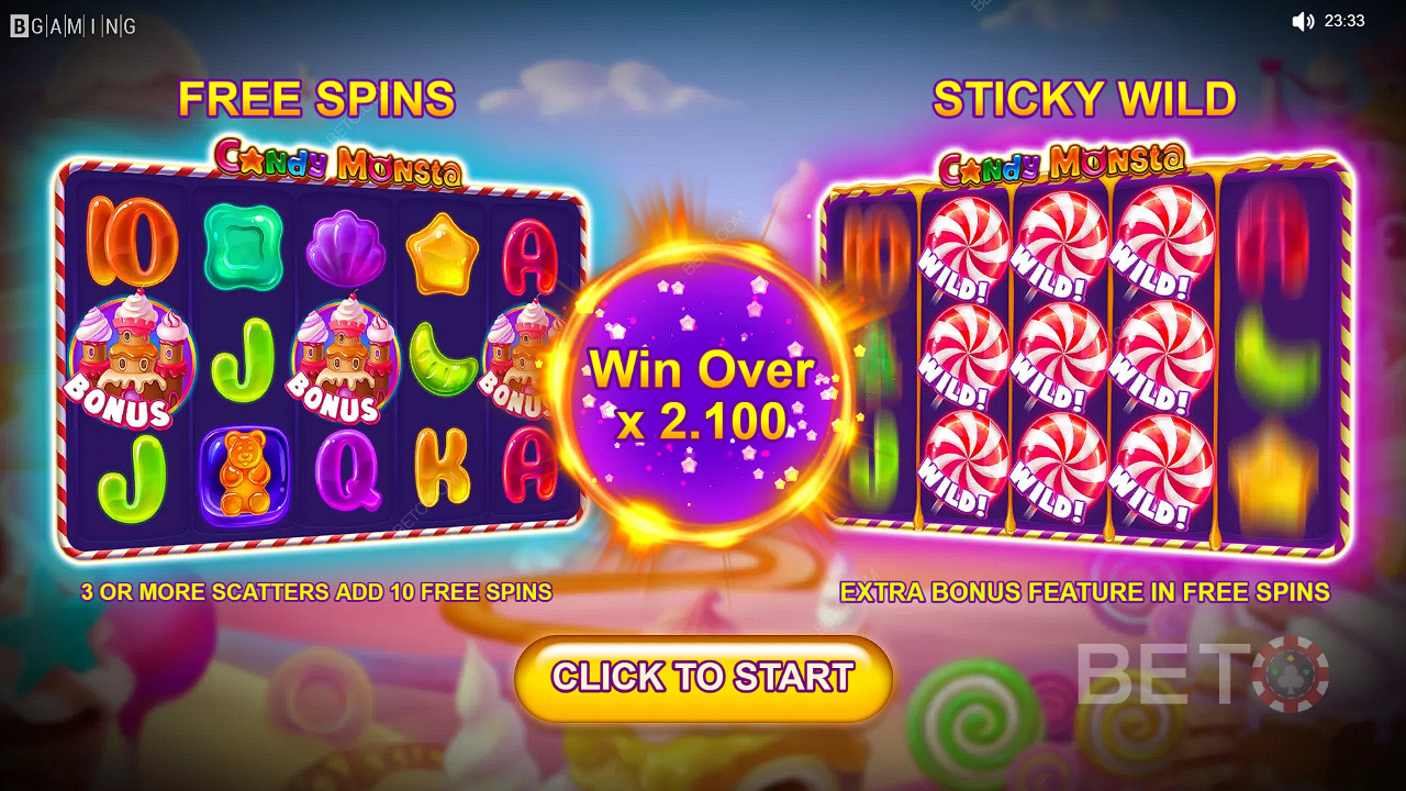 العب Candy Monsta Slot - الآن للحصول على فرصة للفوز بجوائز نقدية تبلغ 1000 ضعف إجمالي الرهان