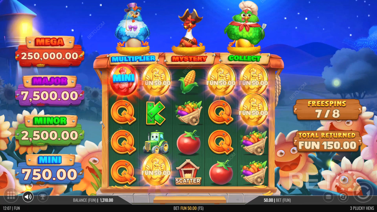 مراجعة 3 دجاجات محظوظة من BETO Slots