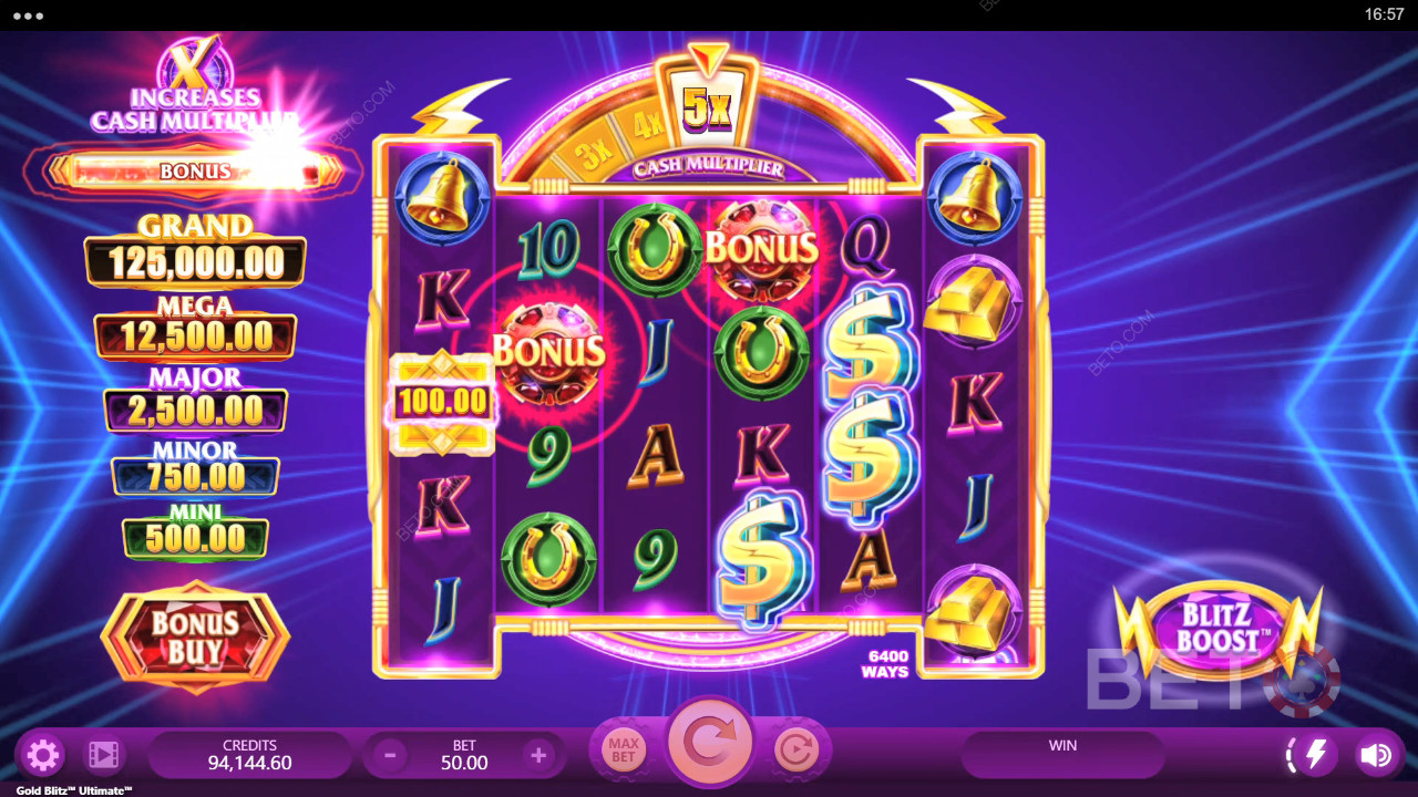 شرح ميزات المكافآت في Gold Blitz Ultimate بواسطة Fortune Factory Studios