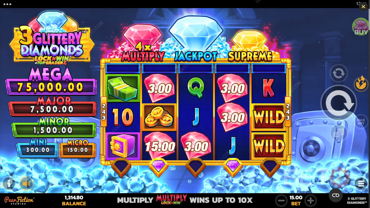 مراجعة 3 ماسات متلألئة من BETO Slots