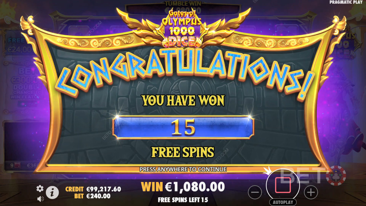 اربح 15,000 ضعف رهانك في فتحة النرد Gates of Olympus 1000 النرد!