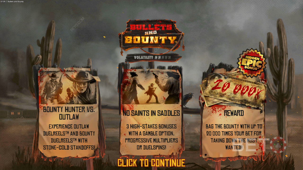 شرح ميزات المكافآت الإضافية في الرصاص والمكافأة بواسطة Hacksaw Gaming
