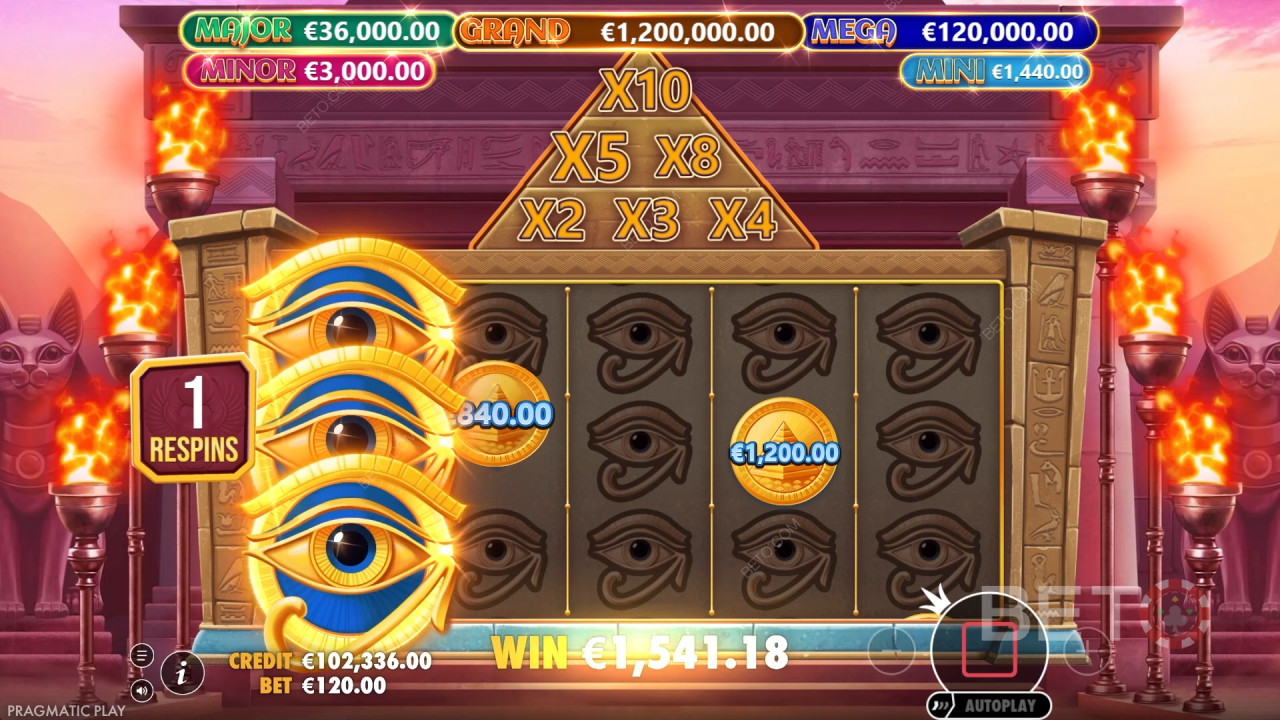 اربح 10,000 ضعف رهانك في فتحة فيديو جواهر المومياء!