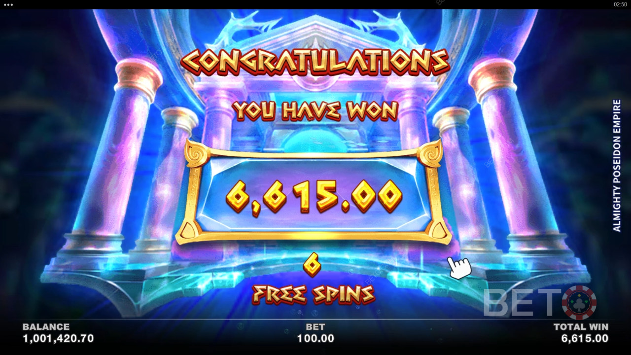 اربح 2,500 ضعف رهانك في ماكينات سلوت Almighty Poseidon Empire Online Slot!