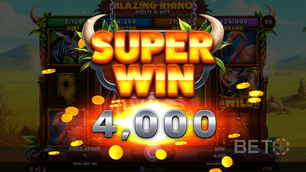مراجعة لعبة Blazing Rhino Hold & Hit من BETO Slots