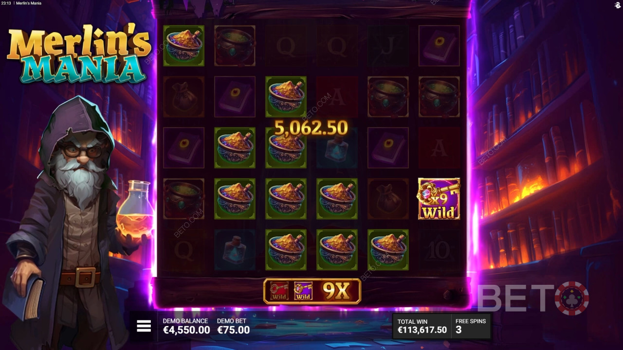 شرح الميزات الإضافية في لعبة Merlin