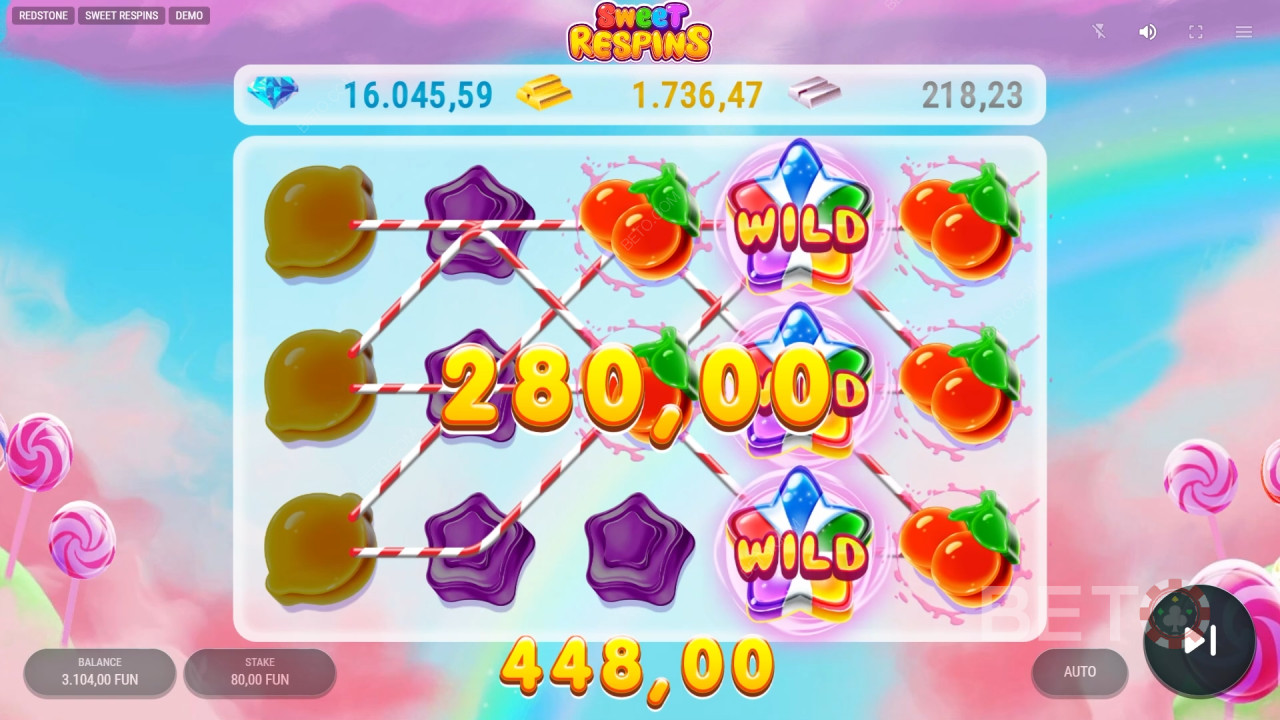 شرح ميزات المكافأة في Sweet Respins من ريدستون