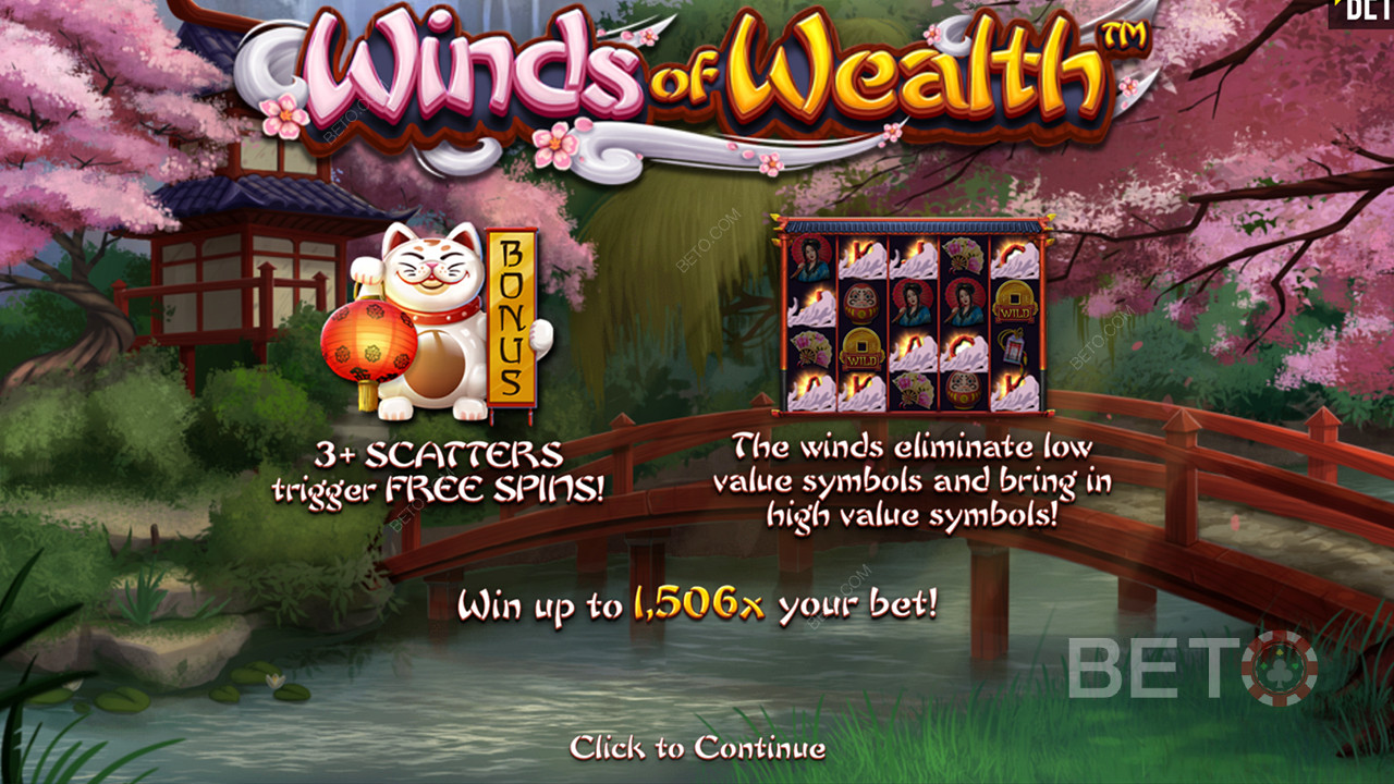 Max Win هو 1،506x من حصتك في فتحة Winds of Wealth عبر الإنترنت