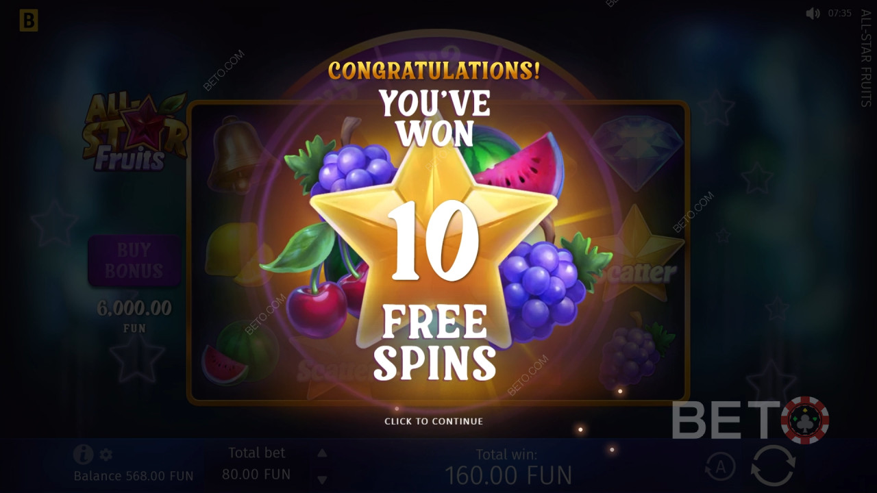 شرح الميزات الإضافية في فواكه كل النجوم بواسطة BGAMING