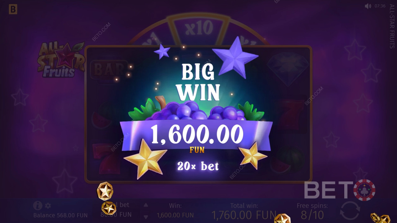 اربح 1,500 ضعف رهانك في سلوت فواكه كل النجوم!
