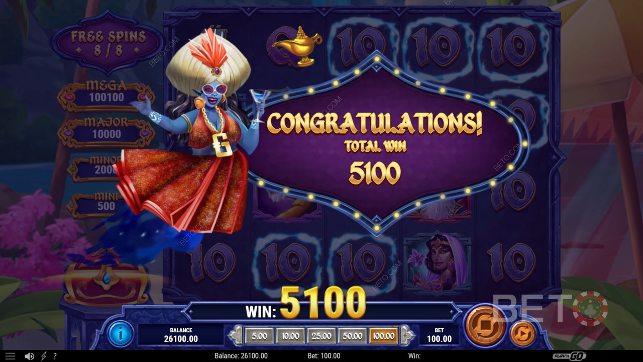 شرح ميزات المكافآت في 1001 من ثروات الجني الغامض بواسطة Play