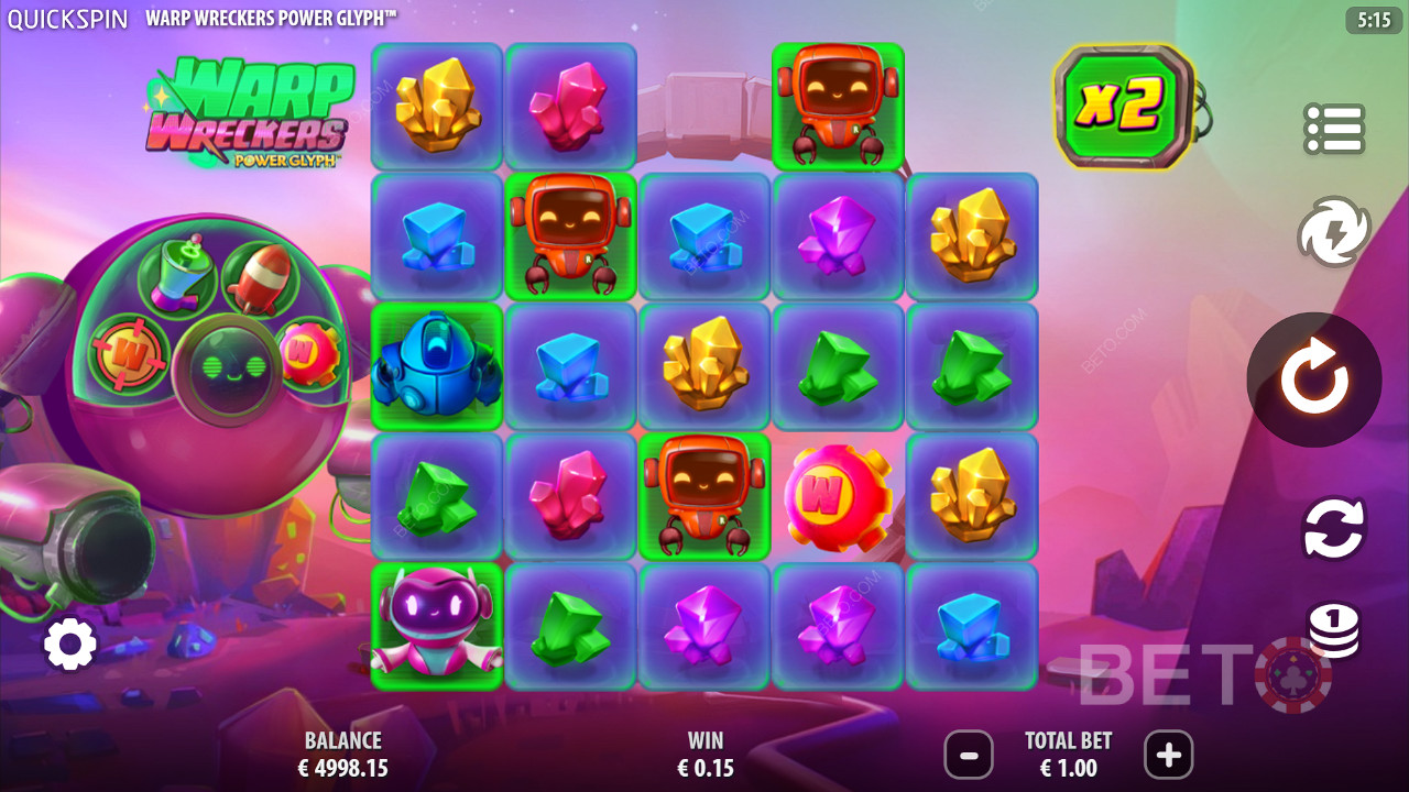 مراجعة أداة Warp Wreckers Power Glyph من BETO Slots