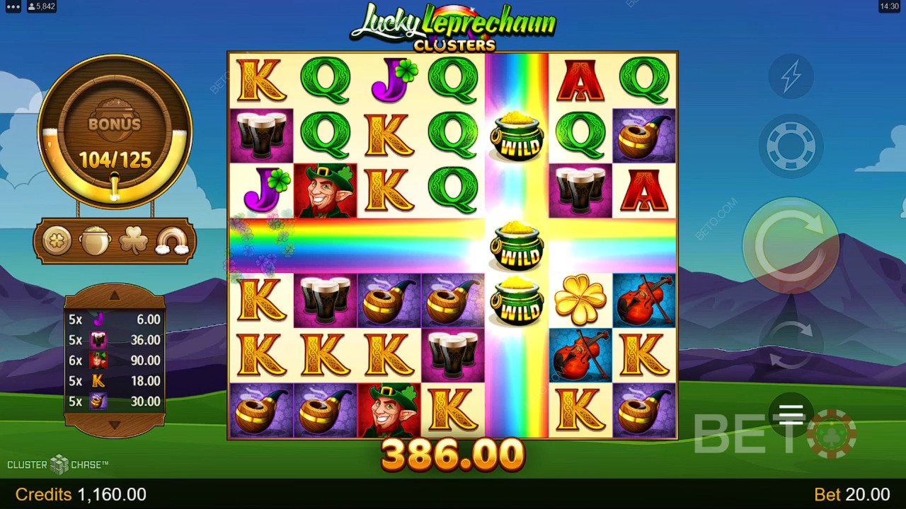 مراجعة لعبة Lucky Leprechaun Clusters من BETO Slots