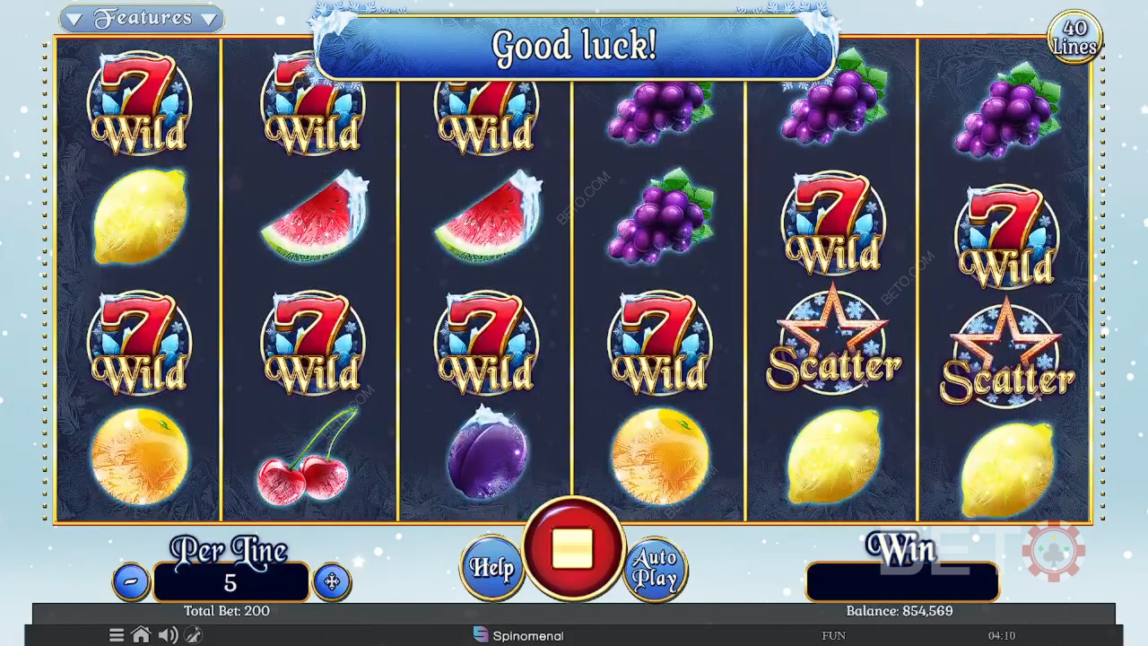 مراجعة مجموعة فواكه على الجليد 40 سطرًا من BETO Slots