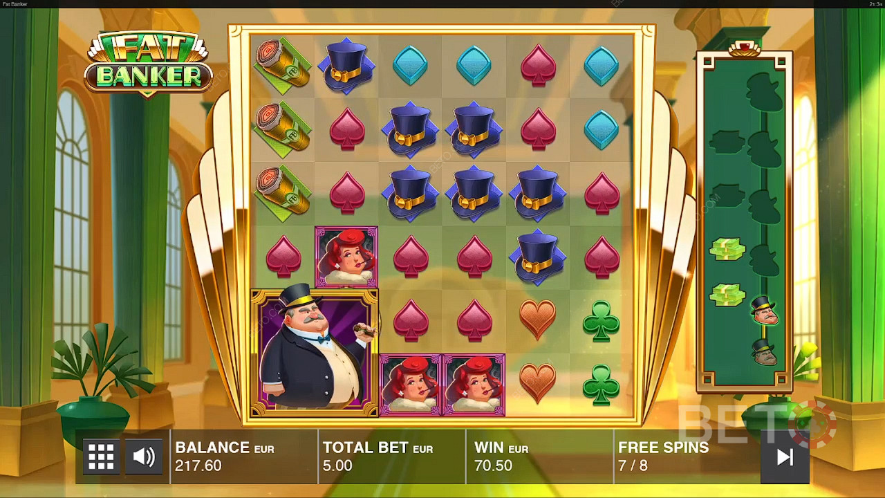يظهر The Fat Banker Wild على البكرة الأولى في اللعبة الأساسية