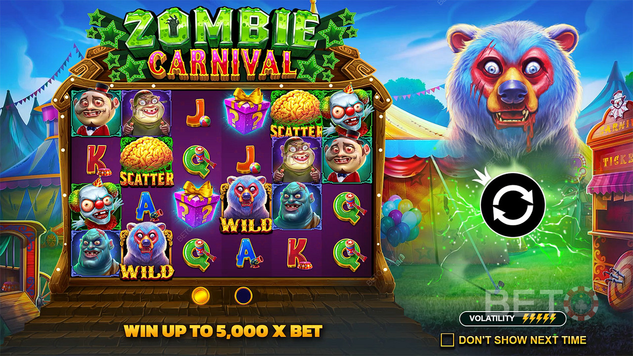 اربح ما يصل إلى 5000x من حصتك في لعبة سلوت Zombie Carnival