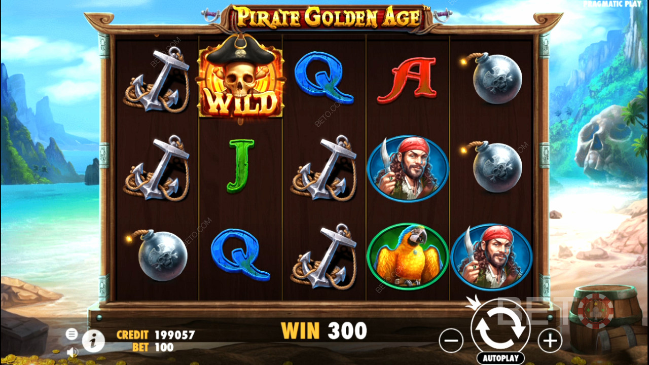 حتى رموز الدفع العادية يمكن أن تعطي دفعات كبيرة في لعبة سلوت Pirate Golden Age
