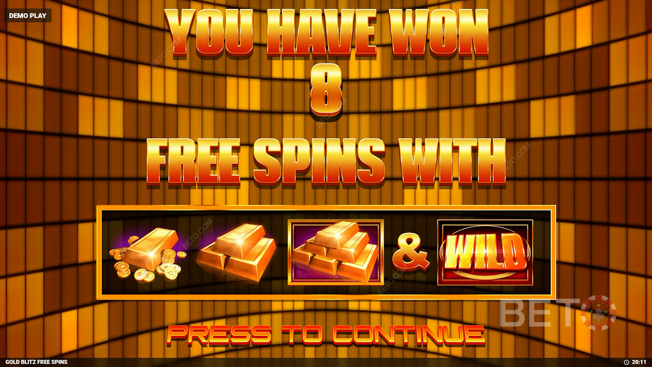 الحكم على ماكينات سلوت Gold Blitz Free Spins المجانية